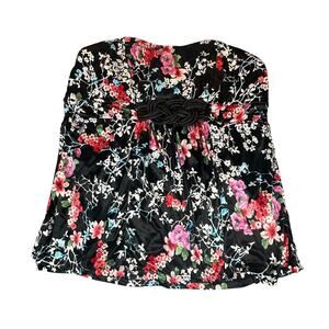 Torrid Shirt Womens Plus 2 Black Pink Floral Satin Flowy SweetHeart Tube Top Y2K